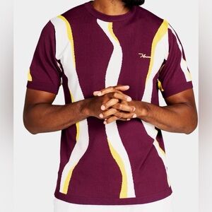 Professional Athletes Macade Knit Short Sleeve Sweater Tee 
Red/Yellow- Size XL